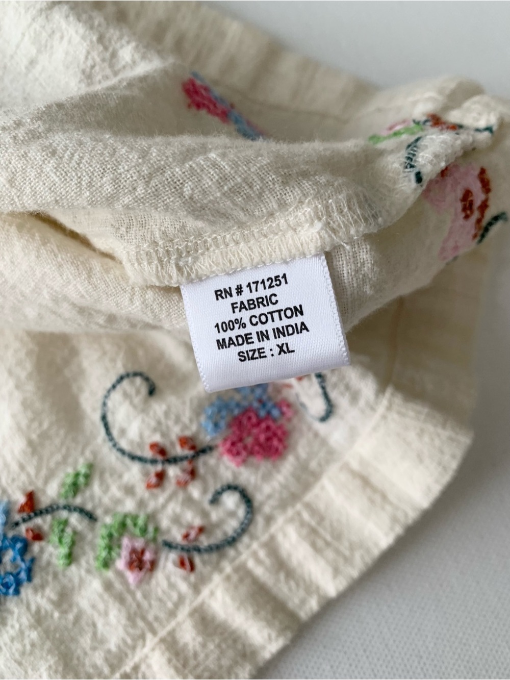 Jennifer Grace Y2K Embroidered Ruffle Sleeve Top Size XL Boho Floral Cottagecore - Picture 10 of 13